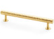 Satin brass hammered cabinet pull handle with textured brass finish and T-bar design