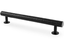 Black hammered cabinet pull handle with textured brass finish and T-bar design