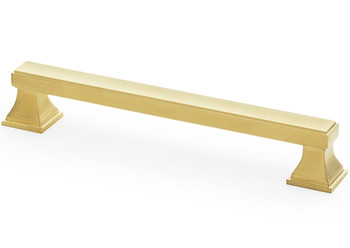 Alexander & Wilks Jesper square pull handles in satin brass 160mm centres