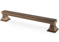 Alexander & Wilks Jesper square cupboard pull handles in antique brass 128mm & 160mm centres