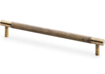 Antique brass Brunel knurled T-bar pull handle for cabinets and drawers