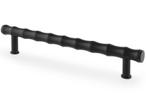 Black bamboo-inspired T-bar pull handles with textured solid brass design