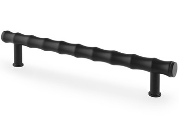 Black bamboo-inspired T-bar pull handles with textured solid brass design