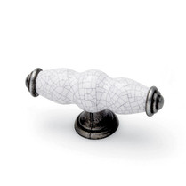 Winchester 'T' - Pewter White Crackle Bar Knob