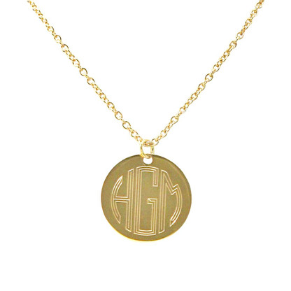 Gold Plated Engraved Necklace
Circle Monogram