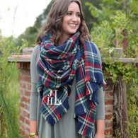 Navy plaid blanket scarf
Times Square Monogram