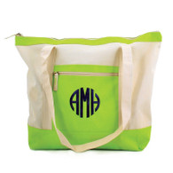 Color Block Monogrammed Zip Top Tote - Features Exterior Zip Pocket -3 pretty colors