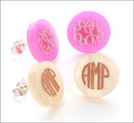 Acrylic Monogram Round Stud Etched Earrings