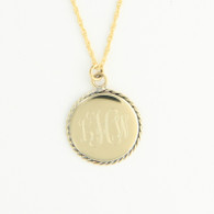 Medium Braided-Round Gold-Tone Pendant on 16" Gold-Tone Rope Chain