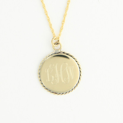 Medium Braided-Round Gold-Tone Pendant on 16" Gold-Tone Rope Chain