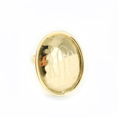 Hammered Oval Gold-Tone Ring