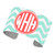 Aqua Chevron Pattern, Coral Background, Circle Monogram
