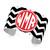 Black Chevron Pattern, Garnet Background, Circle Monogram