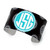 Black Maddie Pattern, Aqua Background, Circle Monogram