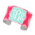 Pink Maddie Pattern, Aqua Background, Interlocking Monogram
