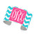 Aqua Chevron Pattern, Pink Background, Interlocking Monogram