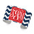 Royal Blue Chevron Pattern, Garnet Background, Interlocking Monogram