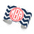 Navy Chevron Pattern, Orange Background, Circle Monogram