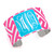Pink Greek Key Pattern, Aqua Background, Interlocking Monogram