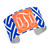 Royal Blue Greek Key Pattern, Orange Background, Interlocking Monogram