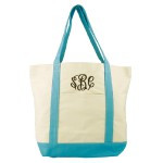 Canvas Tote with Aqua accents
