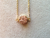 NEW! Druzy Metallic Stone Drop Necklace - 16" Gold-filled chain with Adjustable 3" Extension-8 Gorgeous Druzy Stones