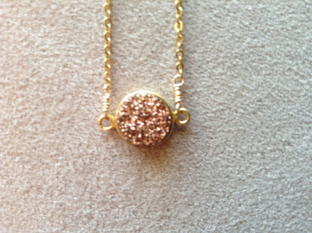 Rose Pink Metallic  Druzy Stone