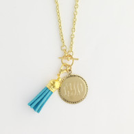 Monogrammed Charm Round Charm Necklace
Marine Blue Tassel
