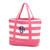 Hot Pink /Off White Stripe Canvas Tote Bag