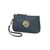 Navy Wristlet with Master Circle Monogram / Yellow Thread