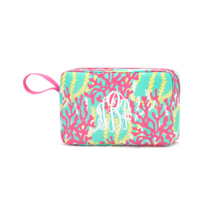 Hot Pink, Mint and Yellow 
Coral Reef Design
Master Circle Monogram Font
White Thread