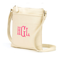 Crème Crossbody Purse
Cotillion Mongram Font
Hot PInk Thread