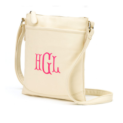 Crème Crossbody Purse
Cotillion Mongram Font
Hot PInk Thread