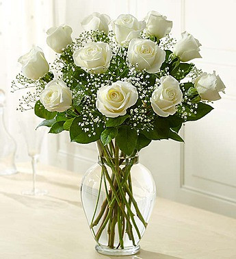 1 dozen roses white