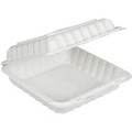 Dart Plastic White Hinged Containers 9"x9" 150/case