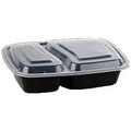 Black Microwave Containers 2-Sections W/Lids 150/cs