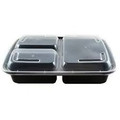 Black Microwave Containers 3-Sections W/Lids 150/cs