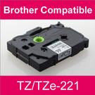 Compatible Brother TZ/TZe-221 Laminated 9mm Black on White tape cassette (8 Cassettes)