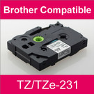 Compatible Brother TZ/TZe-231 Laminated 12mm Black on White tape cassette (8 Cassettes)