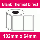 102mm x 64mm Premium Blank Thermal Direct Label (2 rolls)