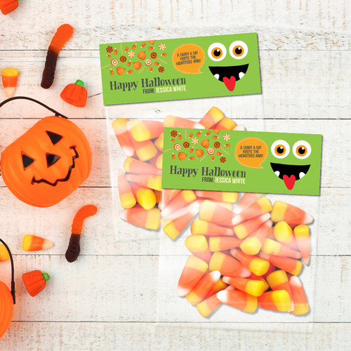 Smiley Monster Green Treat Bags