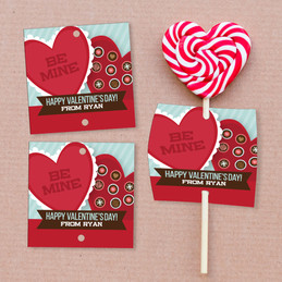 Valentine's Sweets Lollipop Cards Set