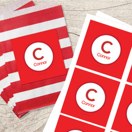 A Linen Letter Red Gift Label Set