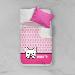 Fun & Cute Dog Pink Sherpa Blanket