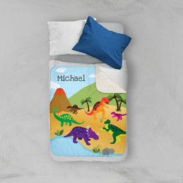 Dinosaur in the Jungle Sherpa Blanket