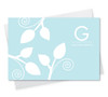 Modern Personalized Note Cards With Envelopes | Poised Leaves - Blue