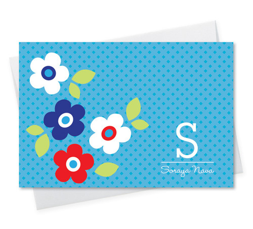 Original Custom Stationery Cards | Light Blue Charming Flowers