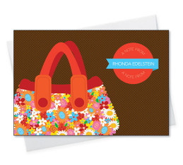 Shop Personalized Note Card Sets | Orange Flowery Purse