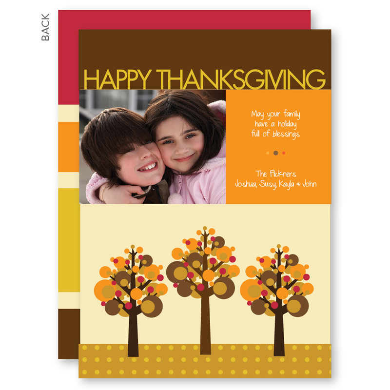 Browse Cute Thanksgiving Day Cards Three Fall Modern Trees