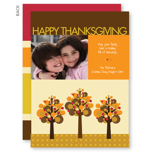 Thanksgiving Day Cards | Three Fall Modern Trees